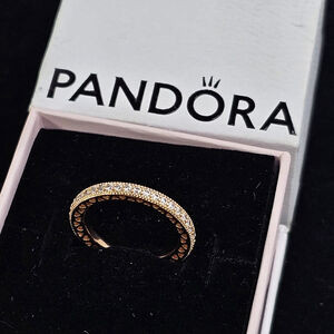 Hearts of PANDORA Ring, PANDORA Rose & Clear CZ ALE MET 50